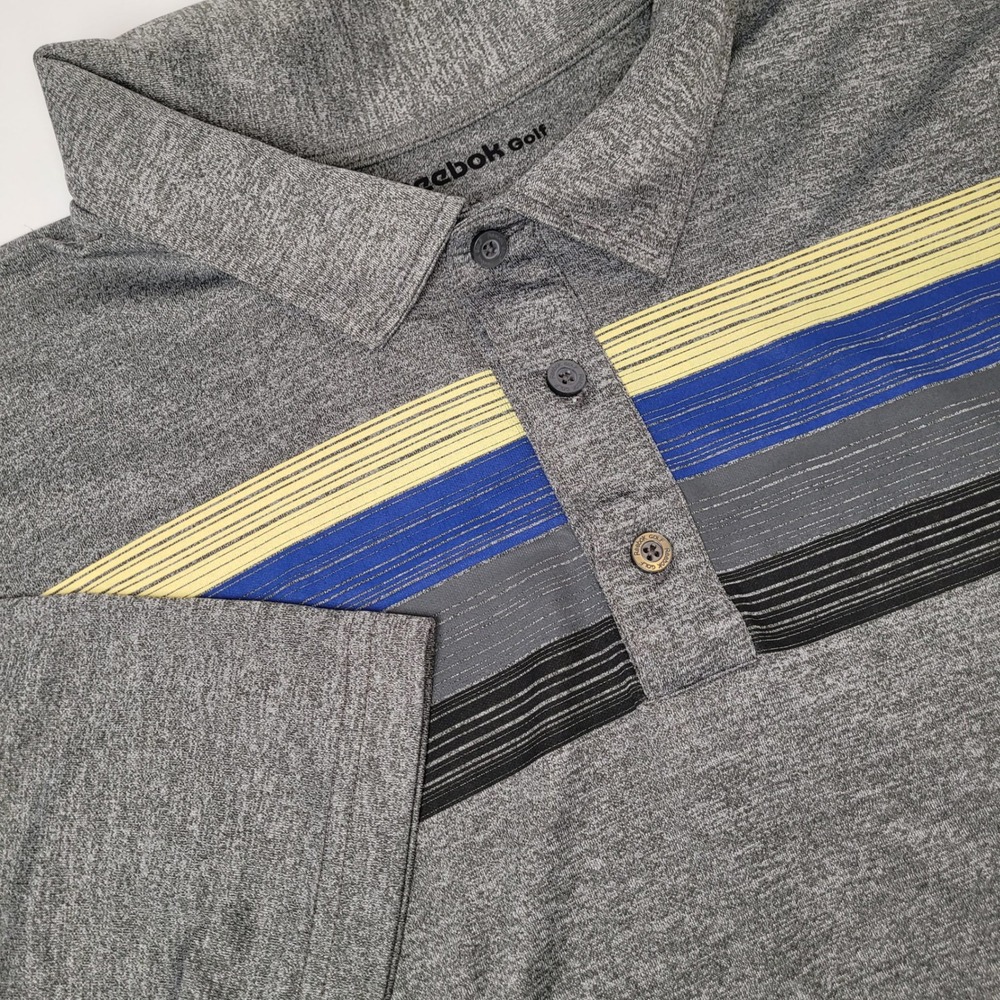 Reebok Golf Polo Shirt Mens 4XL Gray Striped Excellent Short Sleeve DXGS21311